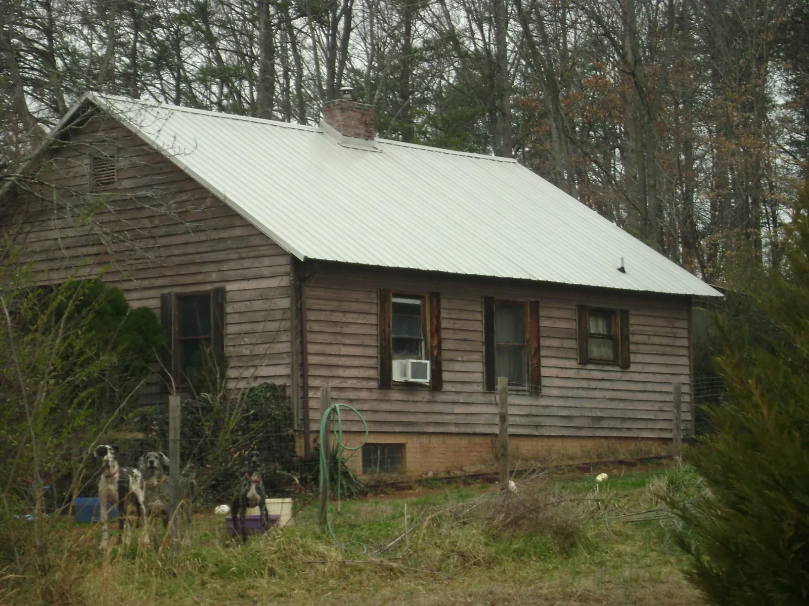 White metal roof on an old wood sided farmhouse, from a Asphalt Shingle Roof Repair job in East Killingly